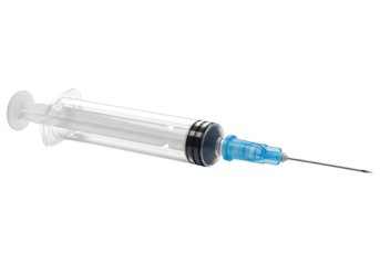 Medical syringe with needle isolated on transparent background