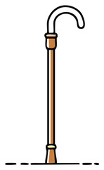 Classic Cane with Curved Handle and Wooden Texture Accents