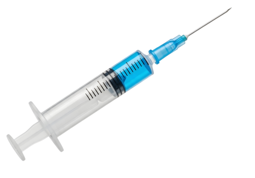 Medical syringe with needle isolated on transparent background
