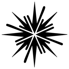 Obraz premium Abstract black starburst shape with radiating lines for explosion and sparkle effects