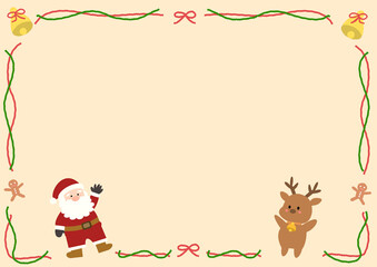 サンタクロースとトナカイの可愛いクリスマスフレーム