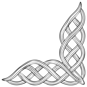 Ornate Celtic Knotwork Corner, Traditional Interlaced Border Design Element
