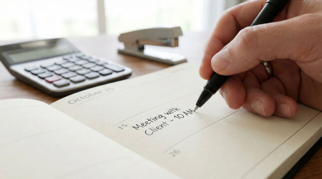 Accountant schedules a client meeting for financial planning on October 15th - Powered by Adobe