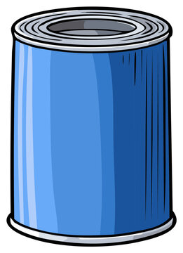 Blue Cartoon Tin Can Illustration. Food storage concept.