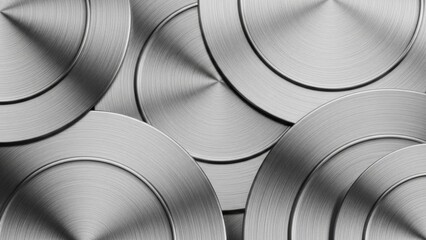 Shiny metal circles create a dynamic texture and reflective surface