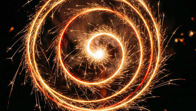 Abstract Light Painting: Golden Festive Swirls