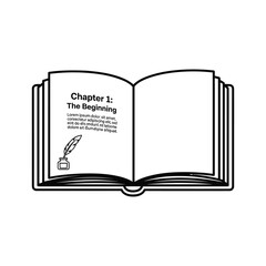 Open book with chapter one the beginning isolated on