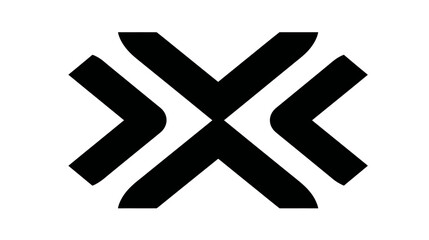 Obraz premium Abstract black geometric symbol icon with symmetrical modern design on white background, representing connection and interaction