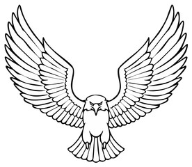Obraz premium Aggressive Eagle with Wings Spread Wide in Dynamic Flight Silhouette Illustration