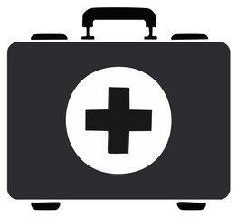 Obraz premium Monochrome First Aid Kit Graphic Icon with Medical Cross Symbol