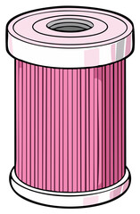 Stylized Pink Water Filter Cartridge, Illustration of Filtering Tool for Home or Industry