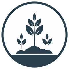 Growing saplings in soil vector icon for ecology agriculture and new life concepts