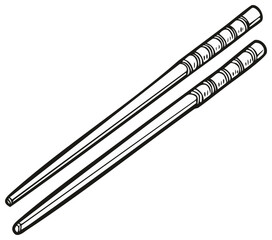 Traditional Asian Chopsticks Minimalist Outline Drawing for Cuisine and Dining Concepts
