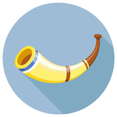 Cartoon Hunting Horn Illustration Musical Instrument Graphic Icon in Circle