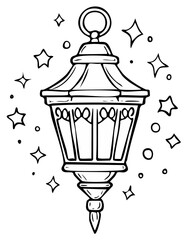 Lantern illustration with star and circle embellishments