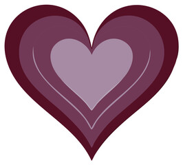 Layered hearts in shades of purple and burgundy
