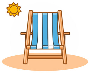 Striped Deck Chair on Sand Under Bright Sun