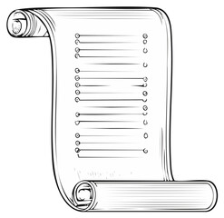 Parchment Scroll with List Items Illustration Vintage Paper Document Design Template