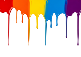 Colorful paint dripping down isolated on transparent background