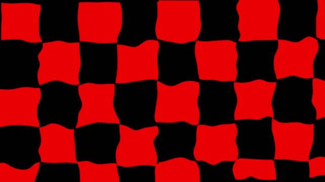Wavy red and black checkerboard pattern abstract background art