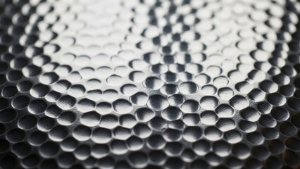 Reflective silver metallic surface with a unique dimpled pattern