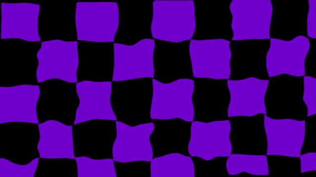 Abstract distorted purple and black checkerboard pattern design