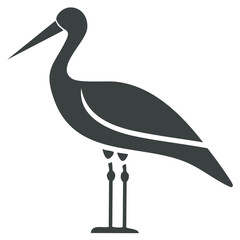 Obraz premium Elegant standing stork silhouette simple flat graphic vector icon design