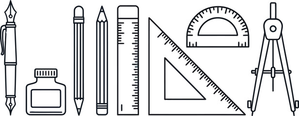 Engineering equipment set for architecture and design planning in a paper notebook