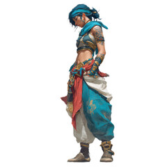 Naklejka premium A woman with blue hair and blue pants