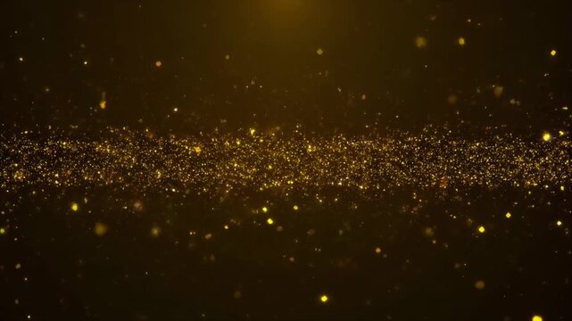Luxurious Gold Dust Particles Seamlessly Drifting and Swirling on Black Background