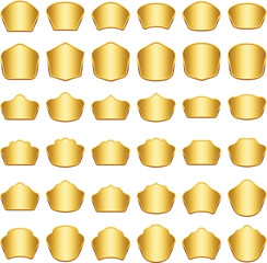 Vector Set of Golden Rounded Banner Template Design