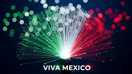 Fiber optic lights in Mexican flag colors with text