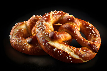 Bavarian pretzels on a black background