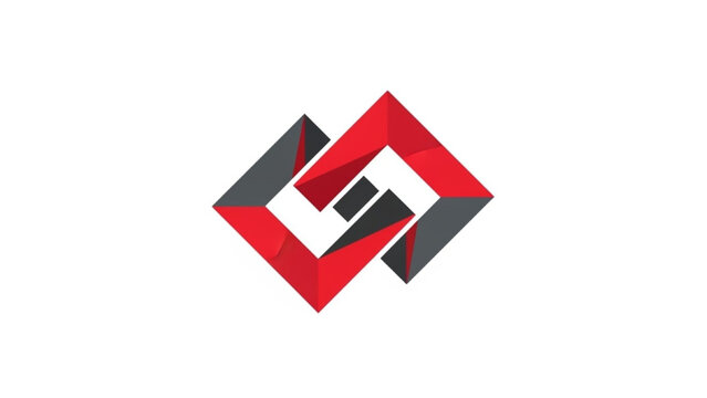 Abstract interlocking red and gray square logo