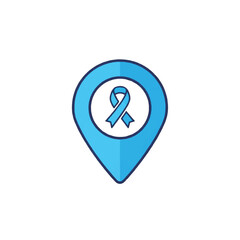 Blue ribbon marker for cancer awareness and support campaigns