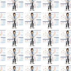 Future Health & Biotech icons pattern illustration
