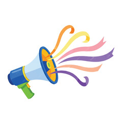 Colorful sound waves emanating from a megaphone, conveying a sense of communication and announcement