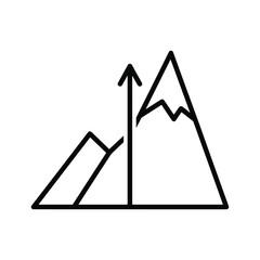 Mountain peaks with an upward arrow indicating progress, growth, and aspiration in a minimalist line art style