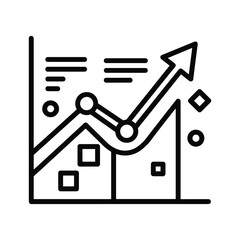 Real estate market growth icon, illustrating increasing property values, investment success, and financial trend.