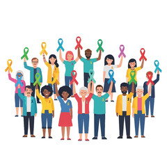 Diverse group of people holding awareness ribbons representing various causes