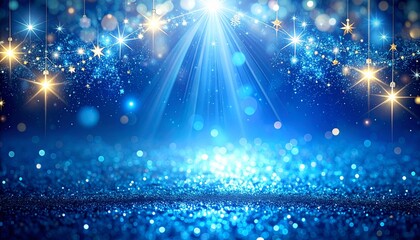 きらめく青色の背景に揺れる星のオーナメント2