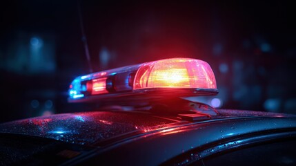 Obraz premium Bright Red and Blue Lights of Cop Car Siren in Law Enforcement Action