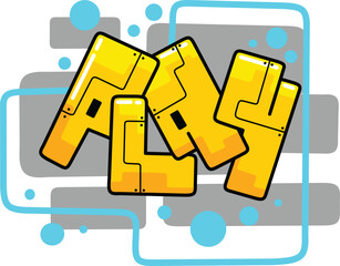 play word graffiti text font sticker illustration	
