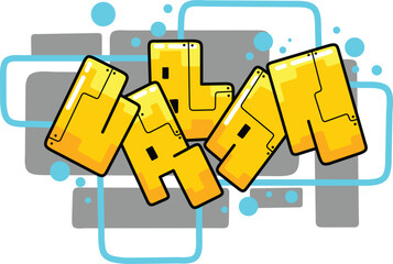 urban word graffiti text font sticker illustration	
