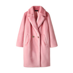 A pink coat with a fur collar