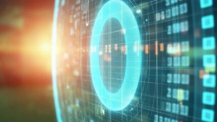 Digital Interface: A high-tech digital interface glows with data and information, suggesting innovative digital process and technological advancement. - Powered by Adobe