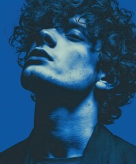 blue portrait of man