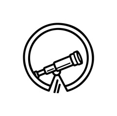 Explore new horizons with a telescope icon, discover opportunities, vector graphic
