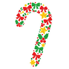 Festive Candy Cane Ornament with Holiday Decorations.