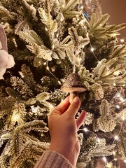 Hand Decorating Christmas Tree with Ornament – Cozy Holiday Scene